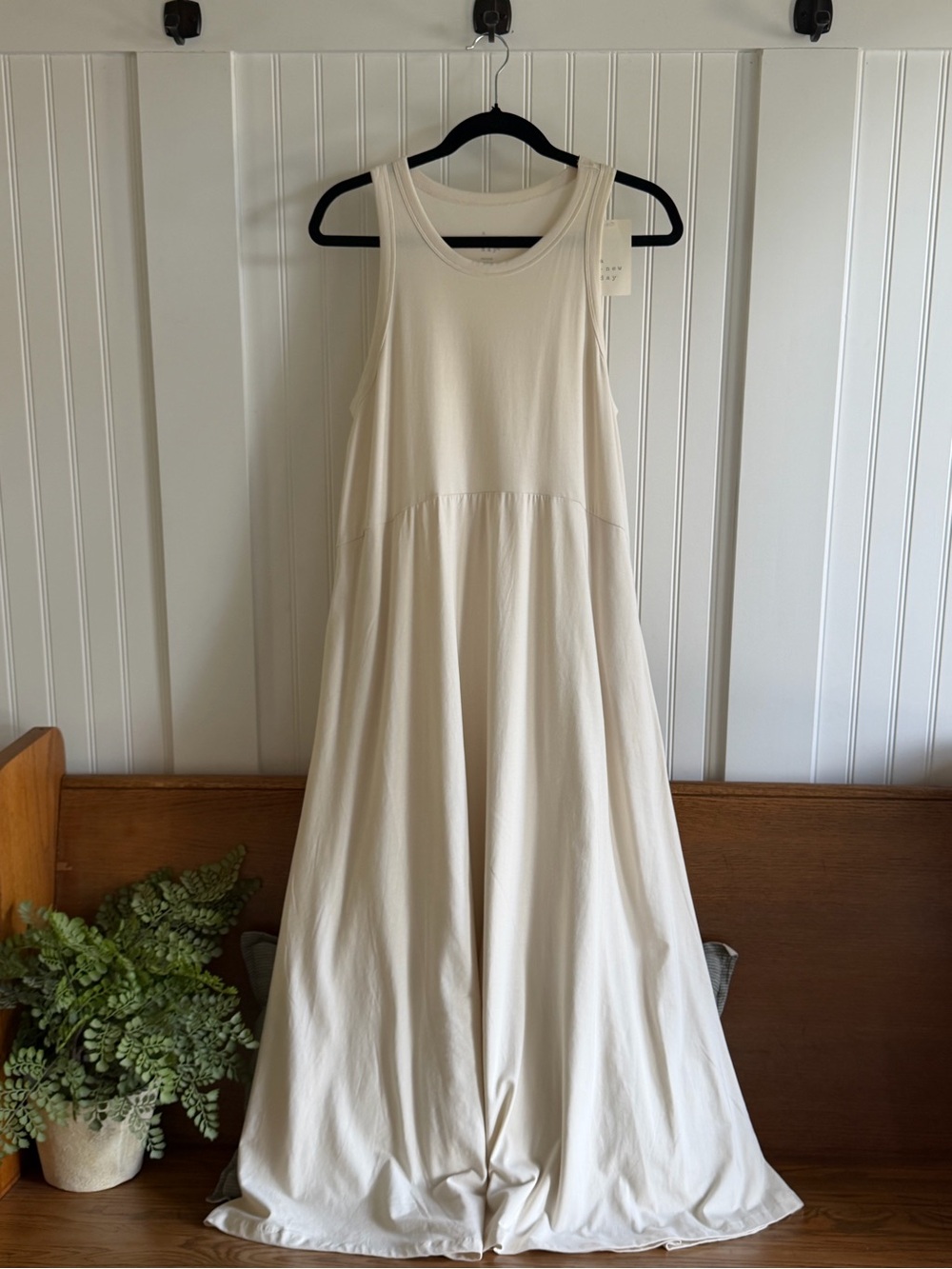 A New Day Cream Midi Tank Dress Size M NWT